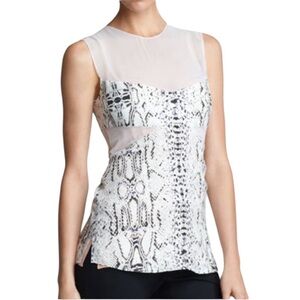 Narciso Rodriguez Snake Jacquard Illusion Blouse Top, 42 IT Medium, Black White